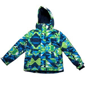 PhiBee Kids Outdoor Jacket Warm Winter Coat Size 11/12 Green Blue White